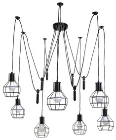 Závesné svietidlo H85 industrial, klietka 7 74196 - kov - Čierna