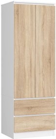 Skriňa STAR S 60 cm 2D 2SZ biela / sonoma