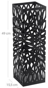 SongmicsHome Kovový stojan na dáždniky FLORE, 15,5x15,5x49cm, čierna