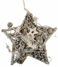 Vianočná drevený hviezda Whitewood, 24 cm