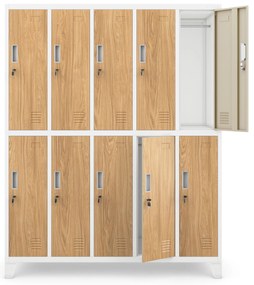 BHP šatní skrinka biela/zlatý dub: Eco Design 10-dverová BARTEK