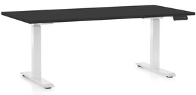 Výškovo nastaviteľný stôl OfficeTech C, 160 x 80 cm, biela podnož, čierna