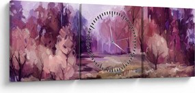 Obraz - Jesenná krajinomaľba (s hodinami) (90x30 cm)
