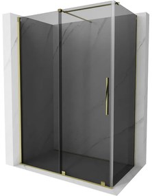 Mexen Velar, sprchový kút s posuvnými dverami 160 x 100 cm, 8mm šedé sklo, zlatá lesklá, 871-160-100-41-50
