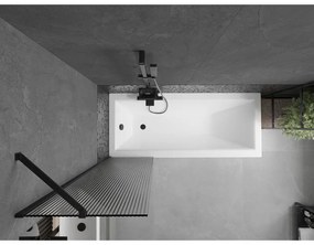 Mexen Next, vaňová zástena 1-krídlová 50 x 150 cm, fixné krídlo, 6 mm sklo s pruhmi, čierny profil, 895-050-000-00-09-70
