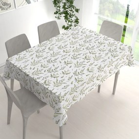 Biante Bavlnený obdĺžnikový obrus Sandra SA-718 Zelené vňate byliniek na bielom 100x140 cm