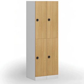 Šatníková skrinka S1 s úložnými boxmi, 2 boxy, 1850 x 300 x 500 mm, demont, kódový zámok, laminované dvere, buk