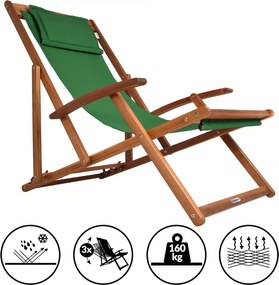 Záhradné lehátko SIENA, 94x60x94cm, zelená Casaria