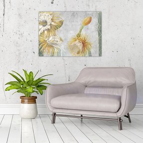 Sklenený obraz - Rozkvitnuté kaktusy (70x50 cm)