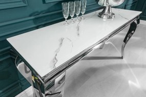 Dizajnový konzolový stôl Rococo 145 cm strieborný - mramor - Skladom na SK