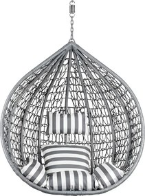 Sivé závesné kreslo KOKON bez stojanu, bielo-sivý vankúš