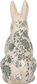 Keramická dekorácia králik so zelenými kvetmi Tien French L - 16*12*28 cm