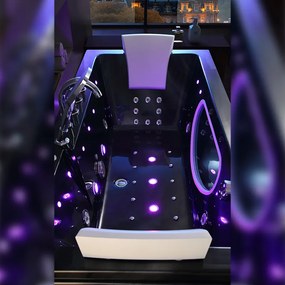 Terra Hydromasážna vírivá vaňa Iris 933C 170x84 s ohrevom vody, čierny mramor