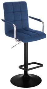 LuxuryForm Barová stolička VERONA VELUR na čiernom tanieri - modrá