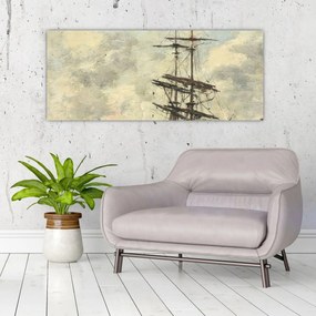 Obraz - Eugène Boudin, Ship on the Touques, reprodukcia (120x50 cm)