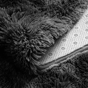 Protišmykový koberec SHAGGY ombré, sivý kruh