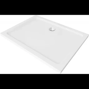 Mexen Flat obdĺžniková sprchová vanička slim 90 x 70 cm, biela, sifon chromový- 40107090