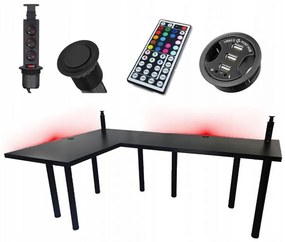 Písací Stôl Roh. Low Čierna 240x160x3,6 Model 3