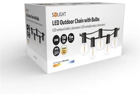 SOLIGHT LED vonkajšia reťaz s žiarovkami, 25 žiaroviek, 15m +5m, 20W, teplá biela