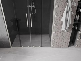 Mexen Velar Duo, posuvné sprchové dvere do otvoru 160 cm, 8mm šedé sklo, brúsená oceľ, 871-160-000-42-97