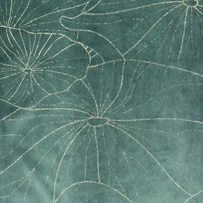 Zamatový stredový obrus mentolovej farby s kvetinovou potlačou Šírka: 35 cm | Dĺžka: 180 cm