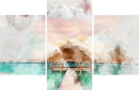 Obraz - Maledivy, drevené mólo (90x60 cm)