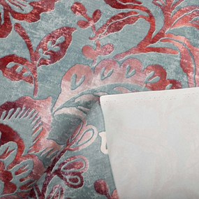 Biante Zamatový behúň na stôl Tamara TMR-054 Abstraktné vínové kvety na sivozelenom 35x160 cm