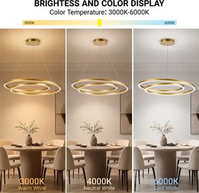 BRILAGI-LED Stmievateľný luster na lanku TWISTER LED/105W/230V 3000-6000K zlatá+DO