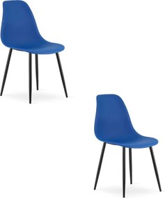 Set dvoch jedálenských stoličiek WAT modrý - čierne nohy (2 ks)
