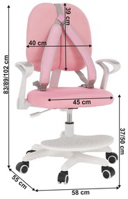 Kondela Rastúca stolička s podnožou a trakmi, ružová/biela, ANAIS