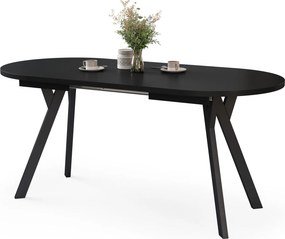 Mazzoni ALMO Čierny mat / čierne nohy - OVÁLNY ROZKLADACÍ STÔL 120-220 cm PRE 10-12 OSÔB