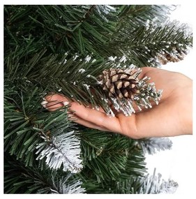 Umelý 3D vianočný stromček BOROVICA smaragdová 180cm so šiškami zasnežená