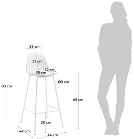 Biela barová stolička (výška sedadla 65 cm) Brighter – Kave Home