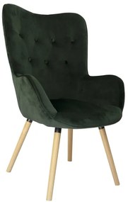 Tmavo zelené zamatové kreslo COZY