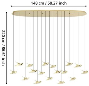 Eglo 390399 - LED Stmievateľný luster na lanku PARATEBUENO 17xLED/3W/230V zlatá