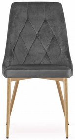 Set 4 stoličiek IMOLA - sivý zamat / nohy vo farbe dreva