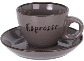 Kameninová šálka s podšálkou Espresso, 100 ml, tmavosivá