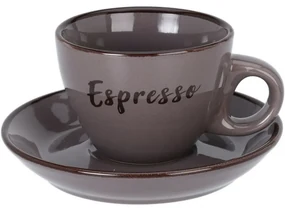 Kameninová šálka s podšálkou Espresso, 100 ml, tmavosivá