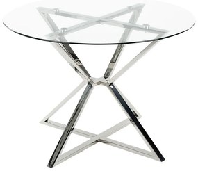 Okrúhly jedálenský stôl so sklenenou doskou ⌀ 105 cm strieborný BOSCO Beliani