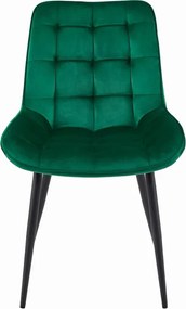 Jedálenská stolička BERA zamatová tmavozelená / čierne nohy