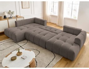 Taupe rozkladacia/s úložným priestorom rohová pohovka (ľavý roh/do tvaru "U") Fuji – Bobochic Paris
