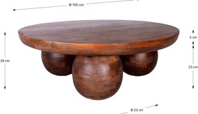 Hnedý okrúhly konferenčný stolík z mangového dreva ø 100 cm Ailen – MOME