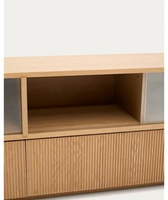 TV stolík v dekore duba v prírodnej farbe 200x54x40 cm Helvine – Kave Home