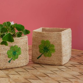 rice Úložný košík Raffia Square Clover – set 2 ks