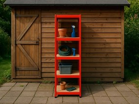 Regál 180x40x40 cm lakovaný 5-policový, nosnosť 875 kg - červený