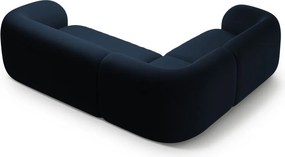 Modrá zamatová rohová pohovka (ľavý roh/do L) Kate – Micadoni