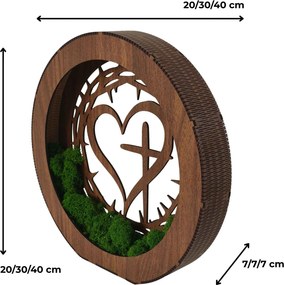 Stmievateľná LED lampa Srdce s krížom | JEZUE: HDF - Orech 20 cm 4780-115105 LED0609