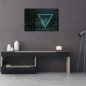 Obraz - Neónový trojuholník v jungli (90x60 cm)
