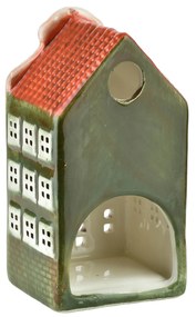 Keramický LED domeček HYTTE 12 cm zelený