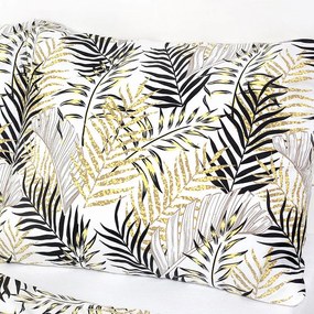 Goldea bavlnené posteľné obliečky deluxe - žlté a čierne palmové listy 140 x 200 a 70 x 90 cm